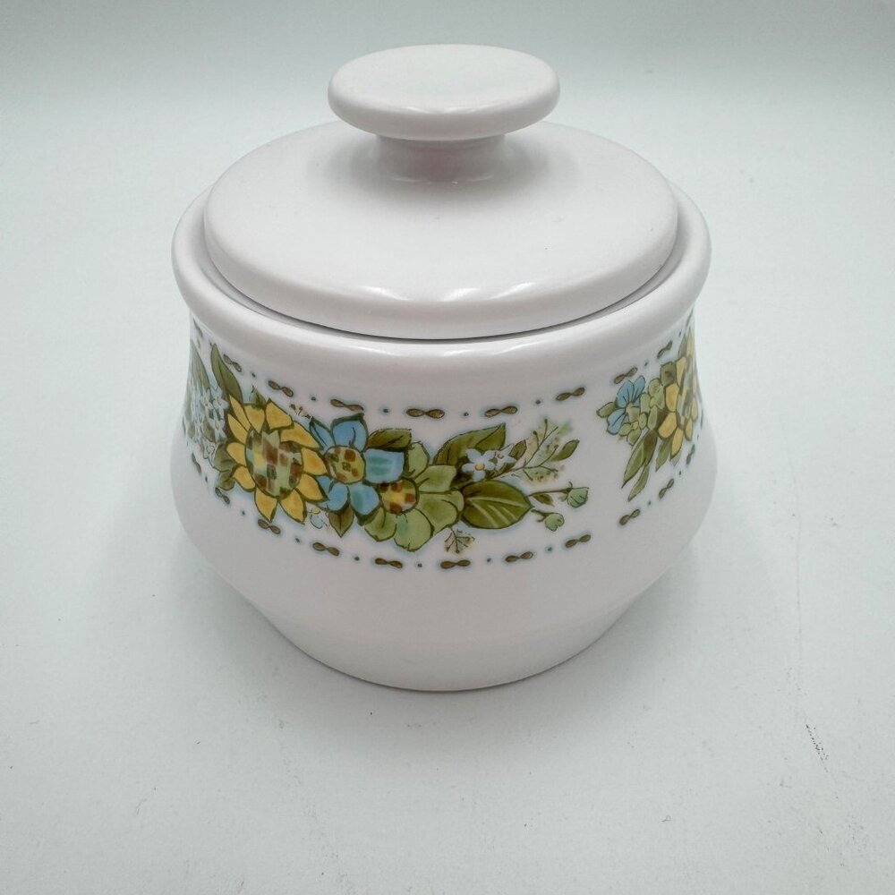 Vintage Noritake Springfield Progression China Sugar Bowl, Lid, Floral Sunflower
